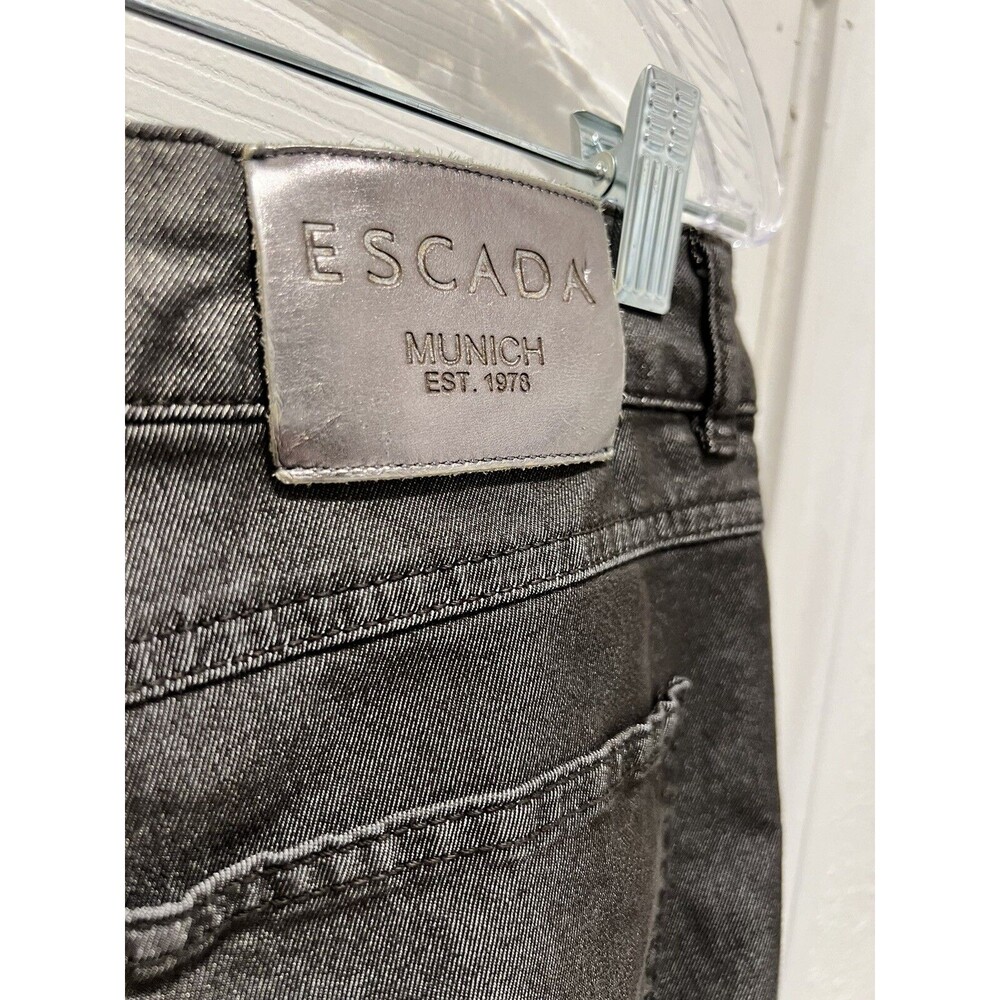 Escada Women’s Shiny Metallic Gray Jeans Straight Leg Size 44 - Picture 7 of 9